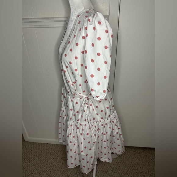 J. Crew Puff-sleeve cotton poplin wrap dress in white rose dot size M - Picture 5 of 9